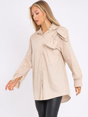 Bow Detail Oversized Buttoned Mini Shirt Dress