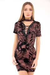 Tie Dye Eyet Choker Neck T -shirtjurk