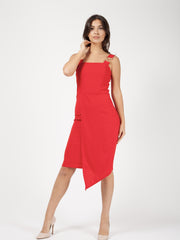 Buckle Strap Wrap voorste asymmetrische jurk