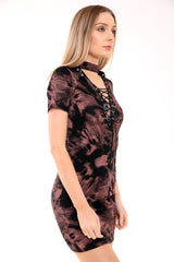 Tie Dye Eyet Choker Neck T -shirtjurk