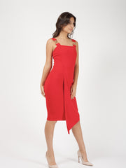 Buckle Strap Wrap voorste asymmetrische jurk