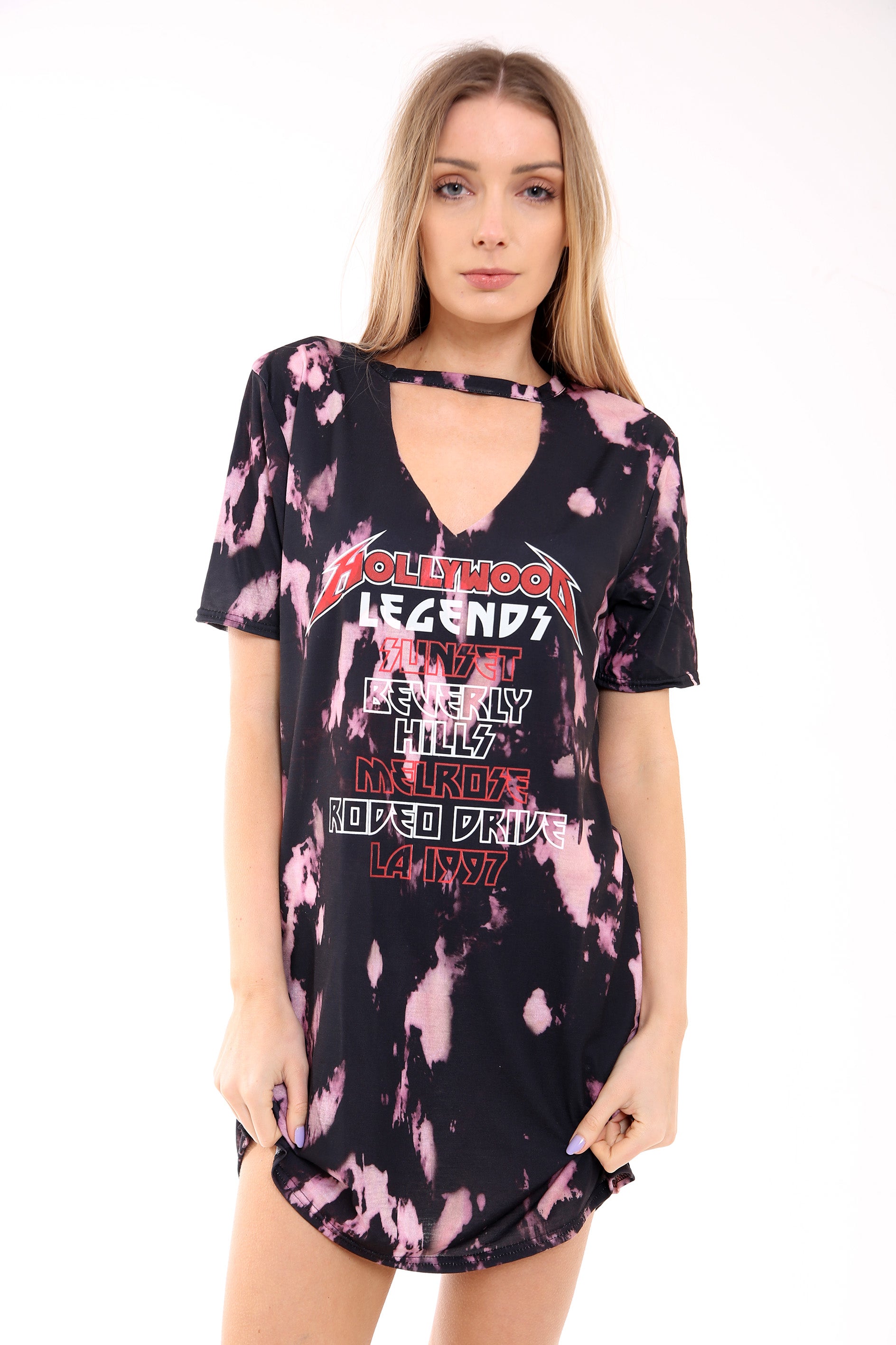 choker shirt dress Solid Choker Shift Dress