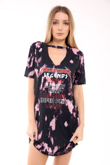 Choker Neck Hollywood Legends Tie Dye T Shirt Dress Stylewise Direct Choker Neck Hollywood Legends Tie Dye T Shirt Dress Stylewise Direct