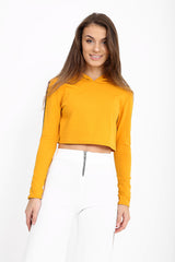 Striped Sleeves Cropped Hoodie