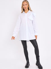 Bow Detail Oversized Buttoned Mini Shirt Dress