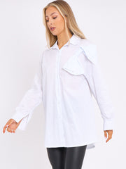 Bow Detail Oversized Buttoned Mini Shirt Dress