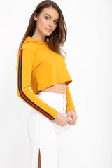 Striped Sleeves Cropped Hoodie