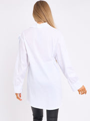 Bow Detail Oversized Buttoned Mini Shirt Dress