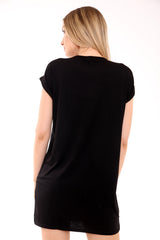 Besetzt "Courage" & Leopardendruck T -Shirt -Kleid