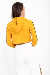 Striped Sleeves Cropped Hoodie