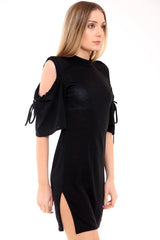 Vestido de camisa de cuerpo fría de hombro frío