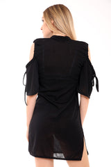 Vestido de camisa de cuerpo fría de hombro frío