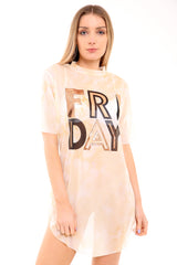 Friday Printed Mesh Tie Dye Oversized Top