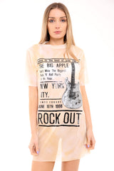 Vestido de camiseta de malla "The Big Apple" Tie Dye Mesh