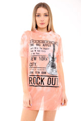 Vestido de camiseta de malla "The Big Apple" Tie Dye Mesh
