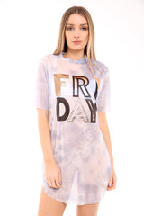 Friday Printed Mesh Tie Dye Oversized Top