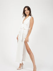 Button Detail Split Maxi Dress