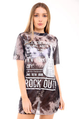 Vestido de camiseta de malla "The Big Apple" Tie Dye Mesh