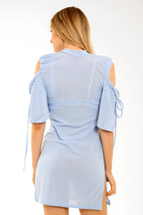 Vestido de camisa de cuerpo fría de hombro frío