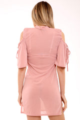 Vestido de camisa de cuerpo fría de hombro frío