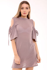 Vestido de camisa de cuerpo fría de hombro frío