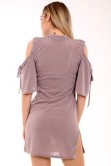 Vestido de camisa de cuerpo fría de hombro frío