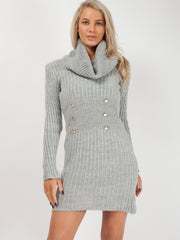 Roll Neck Button Front Knitted Dress