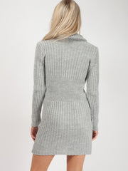 Roll Neck Button Front Knitted Dress