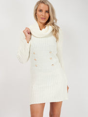 Roll Neck Button Front Knitted Dress