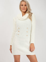 Roll Neck Button Front Knitted Dress