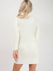 Roll Neck Button Front Knitted Dress