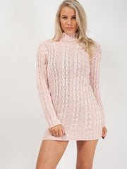 Kady & Olivia Roll Neck Cable Knit Jumper Dress