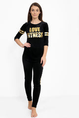 Love Fitness Slogan Velvet Tracksuit Loungewear