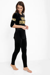 Love Fitness Slogan Velvet Tracksuit Loungewear