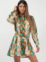 Snake print satijnen shirtjurk