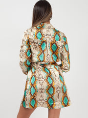 Snake print satijnen shirtjurk