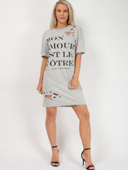 Mon Amour Vestido de camiseta con láser cortada