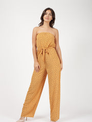 Spot Print Frill Bandeau Jumpsuit