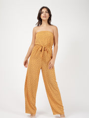 Spot Print Frill Bandeau Jumpsuit