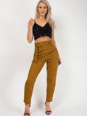 Gingham Check Belted Buckle Trousers