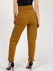 Gingham Check Belted Buckle Trousers