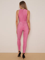 Horseshoe Buckle Detail Lurex Jumpsuit