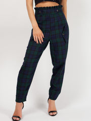 Checked Paper Bag Waist Trousers