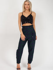 Checked Paper Bag Waist Trousers