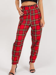Checked Paper Bag Waist Trousers