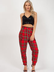 Checked Paper Bag Waist Trousers