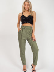 Kady & Olivia Belted Croc Print Tapered Trousers
