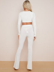 Long Sleeve Ring Detail Crop Top & Trouser Co-ord