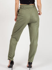 Kady & Olivia Belted Croc Print Tapered Trousers