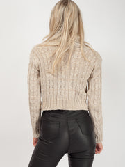 Rosie Roll Neck Cable Knit Cropped Jumper